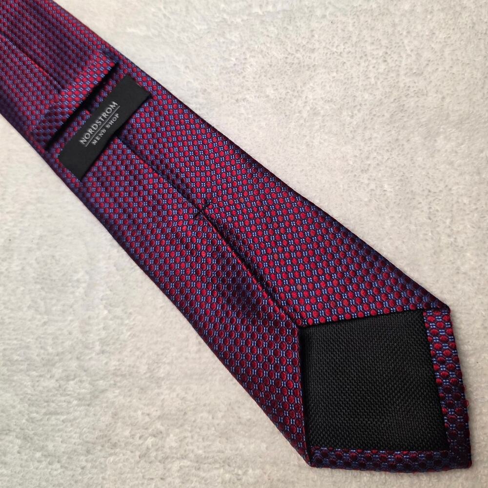 Nordstrom red blue checkered pattern silk tie - 58.5" - career corpcore - Picture 5 of 5